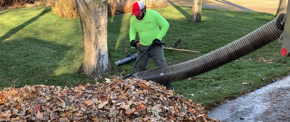 The Yard Barbers performing yard cleanup service in Sioux Falls, SD.